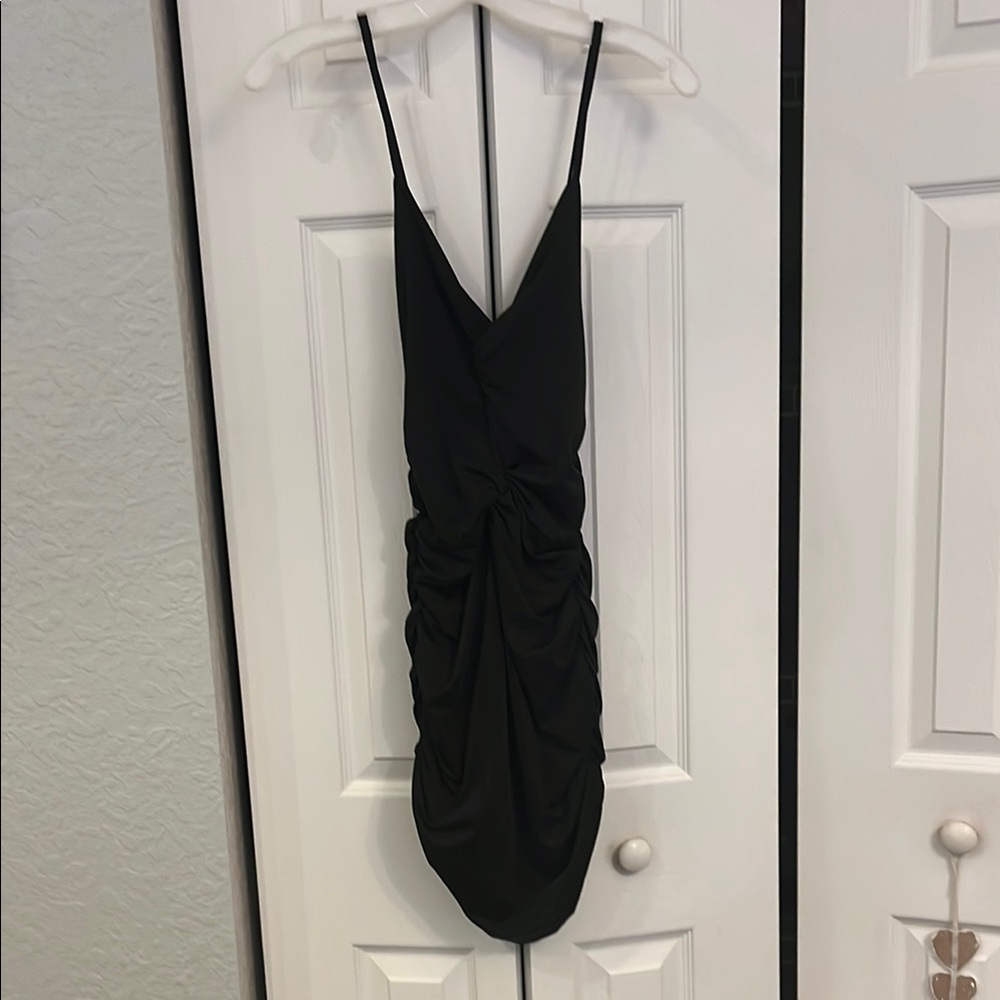 Elegant Black Ruched Dress